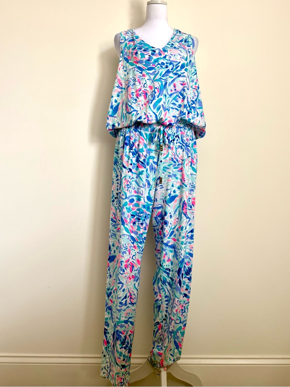 Lilly Pulitzer Paulina Jumpsuit size XL breakwater party wave print
